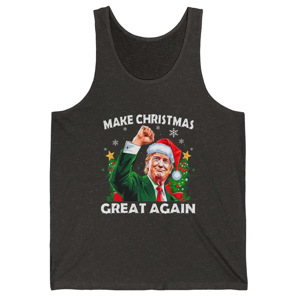 Make Christmas Great Again Funny Santa Trump Political Donald Trump Republican President Xmas Unisex Jersey Tank