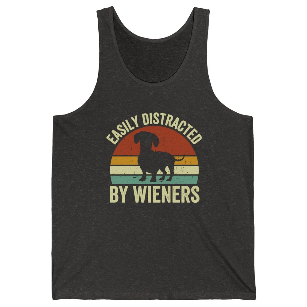 Vintage Dachshund Easily Distracted By Wieners Dog Mom Gift Unisex Jersey Tank