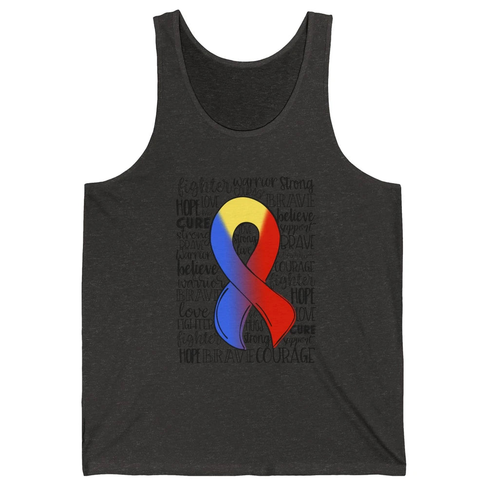 Thoracic Outlet Syndrome Awareness Blue Red Ribbon Hope Love Unisex Jersey Tank