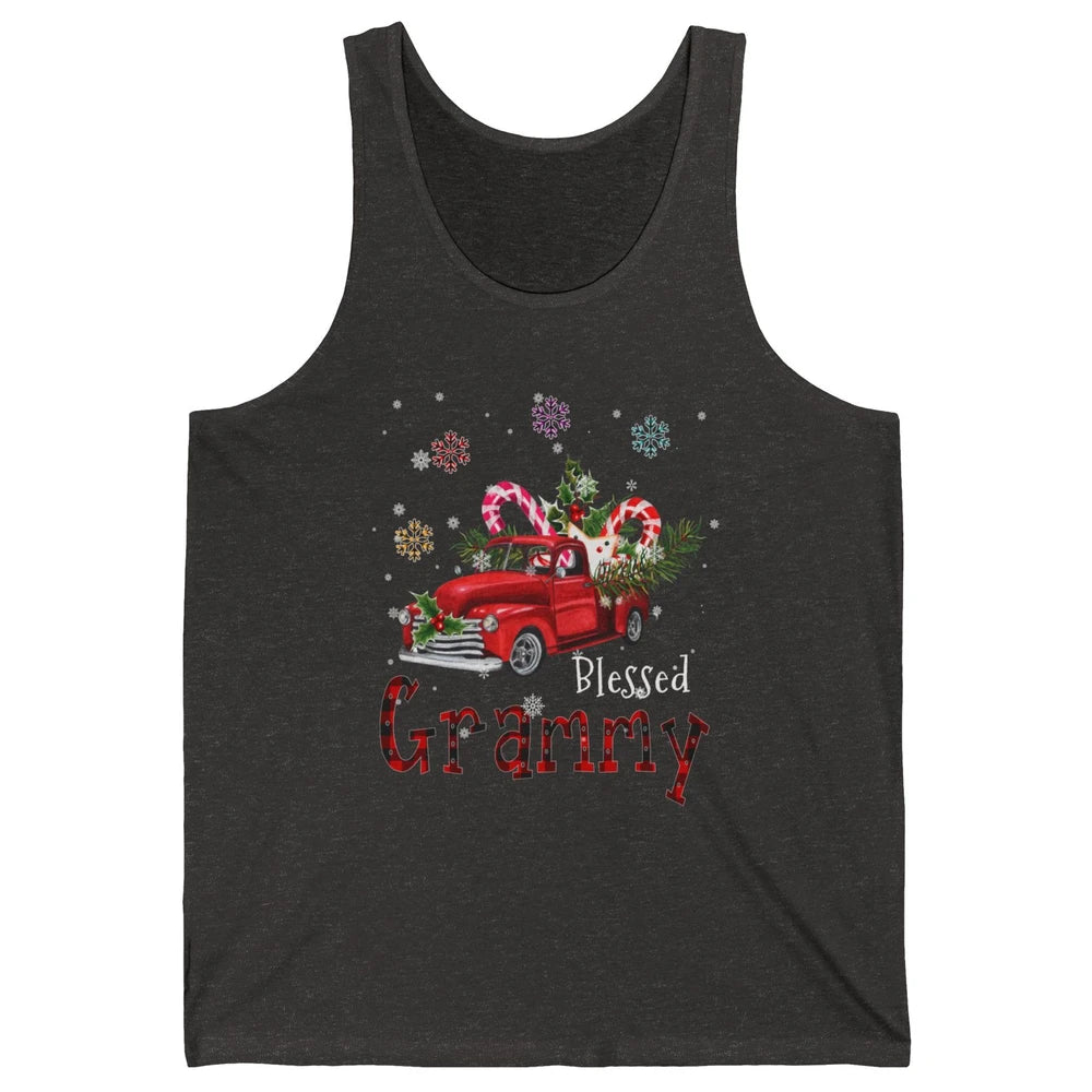 Merry Christmas Blessed Grammy Red Truck Xmas Grandma Retro Unisex Jersey Tank