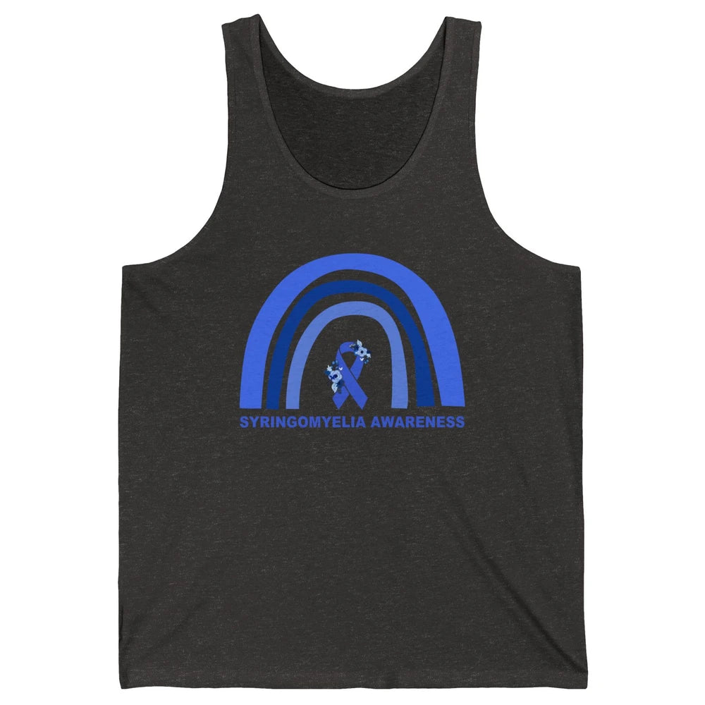 Syringomyelia Awareness Floral Blue Ribbon Rainbow Unisex Jersey Tank