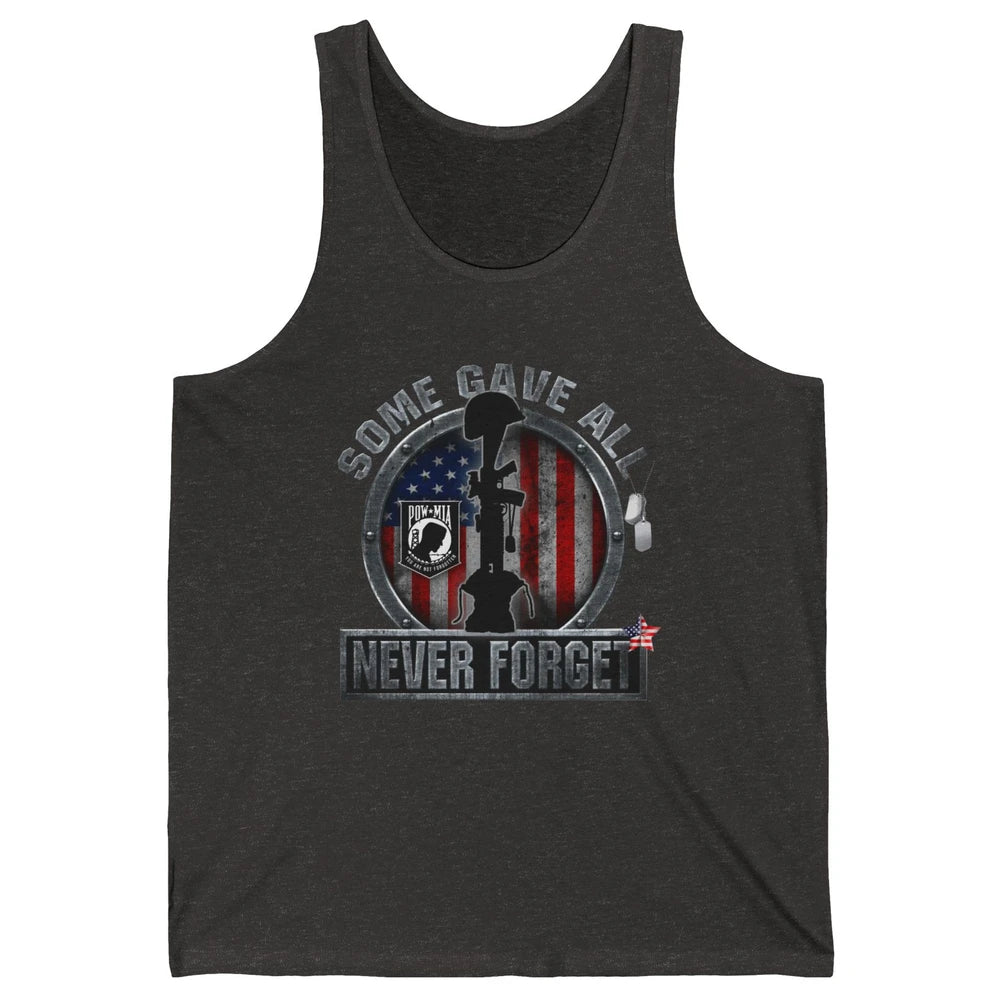 Retro US Veteran Some Gave All Never Forget Memorial Day Unisex Jersey Tank