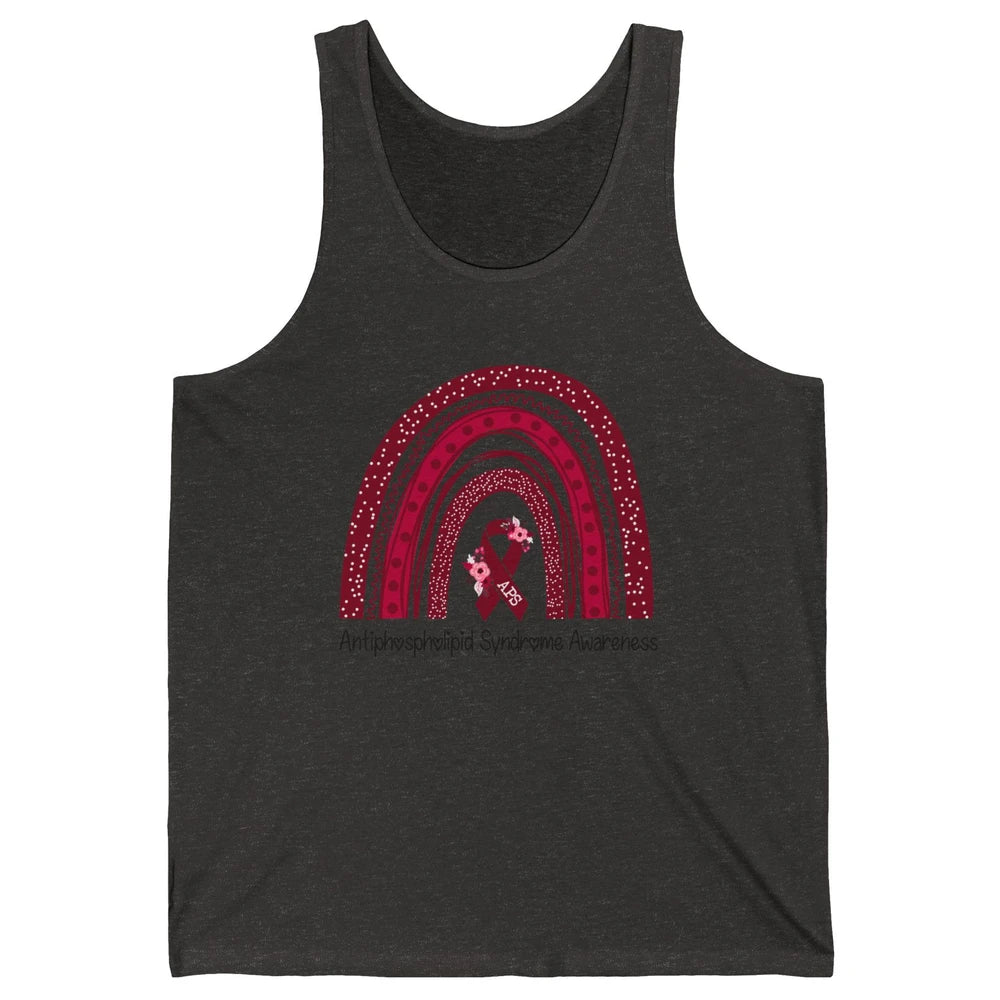 Antiphospholipid Syndrome Awareness APS Burgundy Rainbow Unisex Jersey Tank