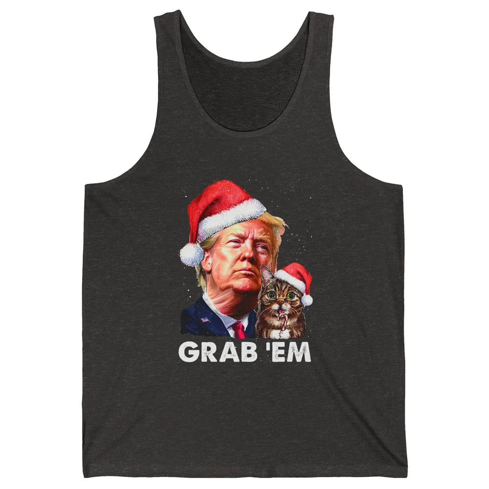 Funny Trump Cat Santa Grab' Em Trump Lovers Christmas Unisex Jersey Tank