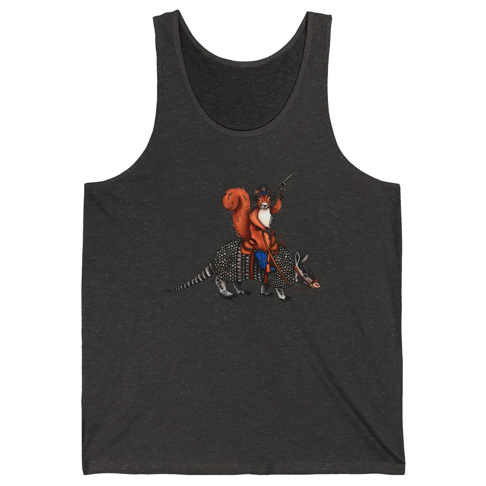 Retro Squirrel Cowboy Riding Armadillo Howdy Western Country Unisex Jersey Tank