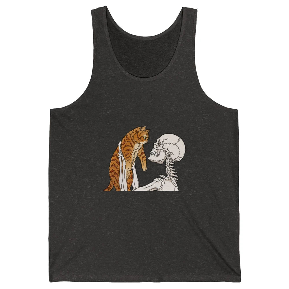 Cat And Skeleton Best Friends Of Cat Funny Orange Cat Kitten Unisex Jersey Tank