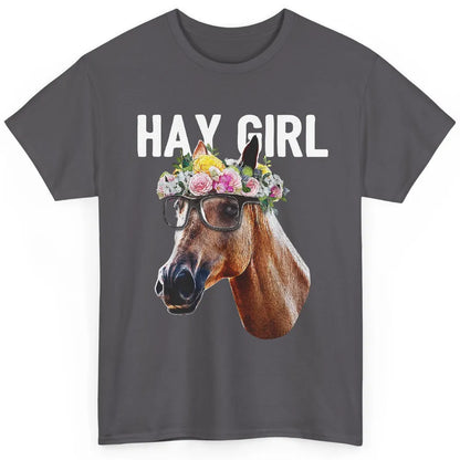 Cute Hay Girl Horse Floral Crown Rose Equestrian Farm Animal Classic Unisex T-Shirt