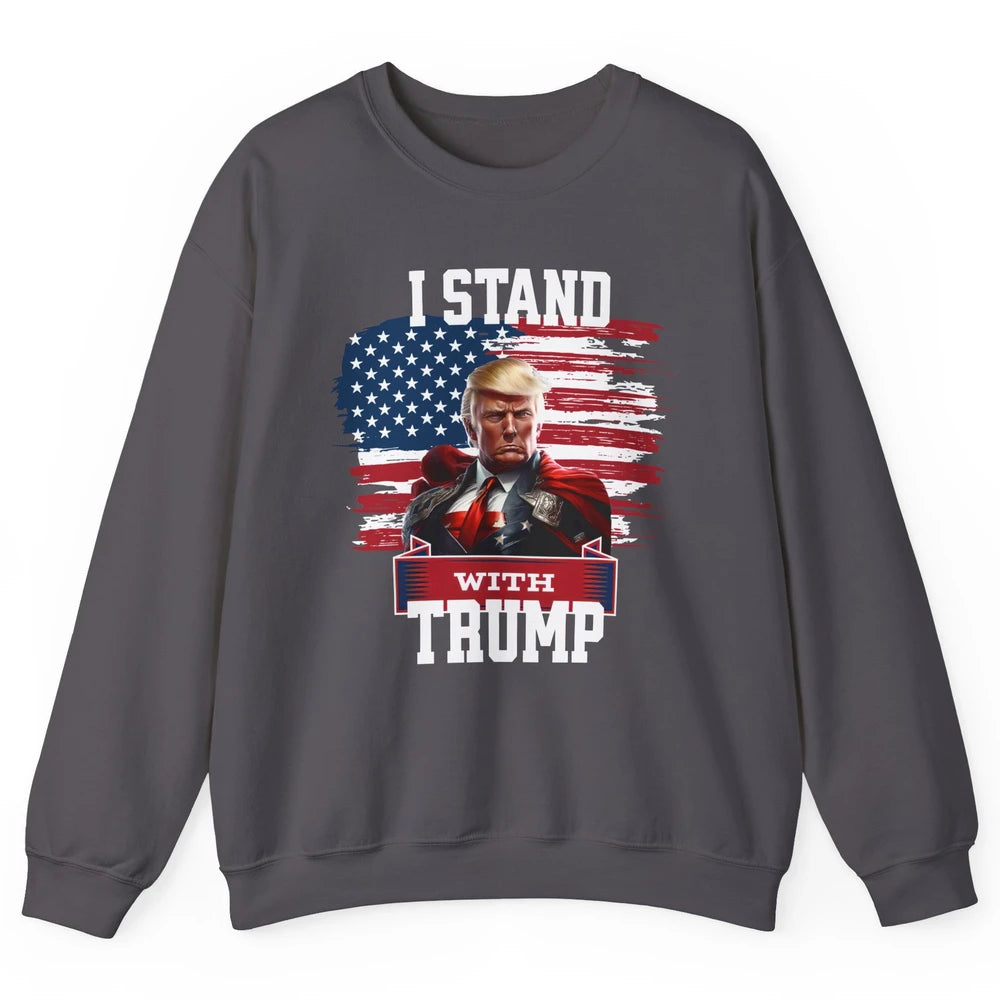 Retro US Flag I Stand With Donald Trump Return 2024 Patriot Unisex Crewneck Sweatshirt