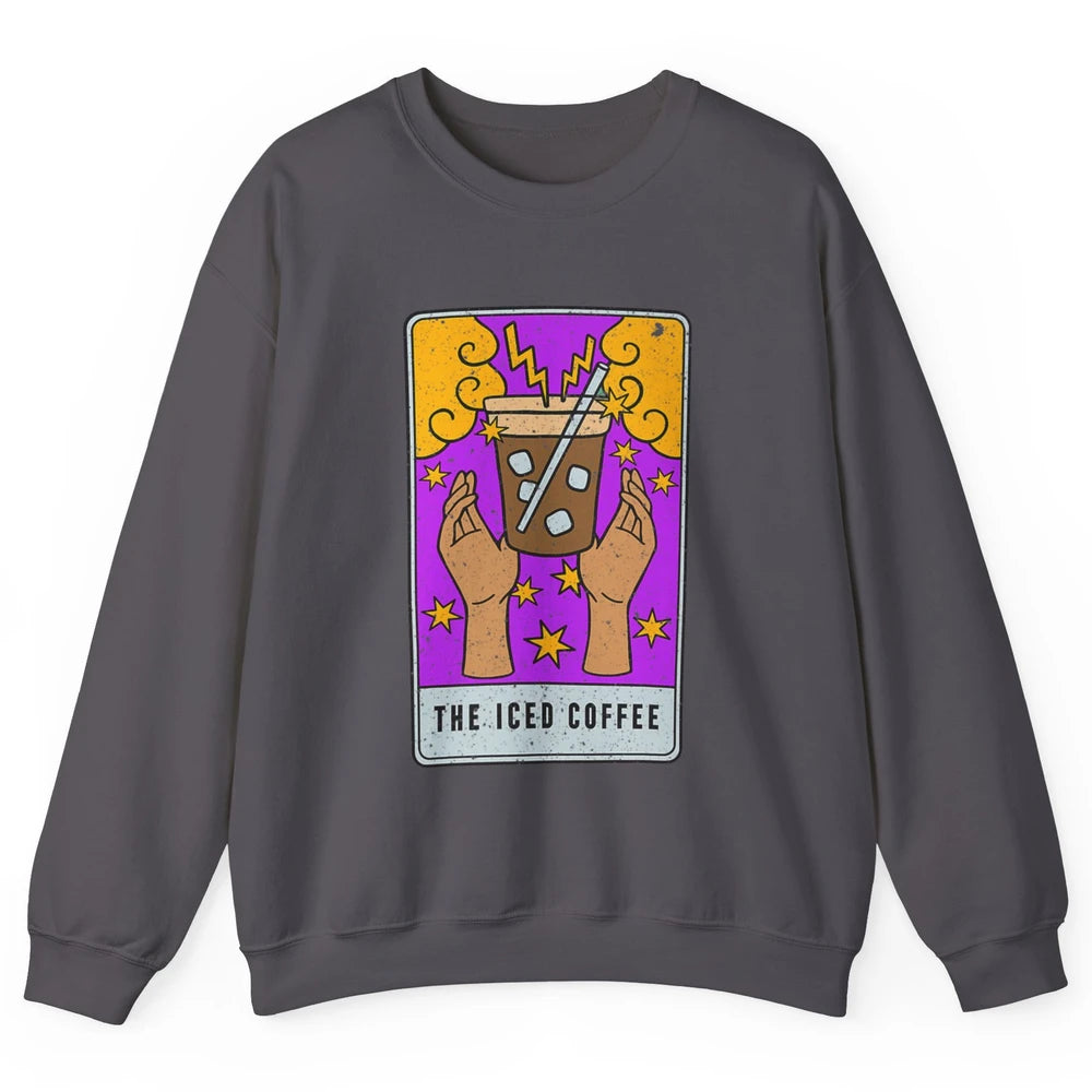 The Iced Coffee Witch Latte Tarot Card Mystical Halloween Unisex Crewneck Sweatshirt