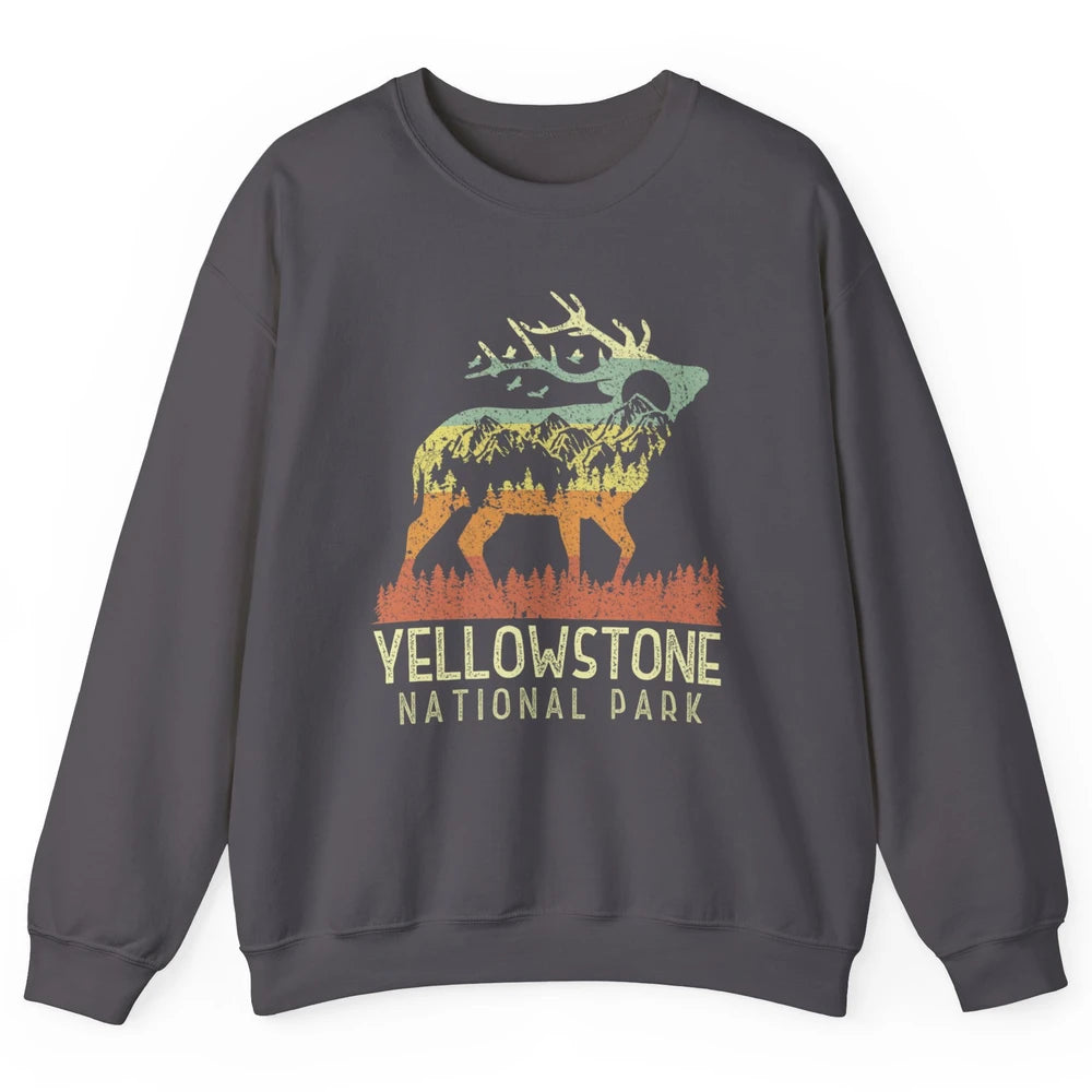 Yellowstone National Park Reindeer Mountains Vintage Outdoor Unisex Crewneck Sweatshirt