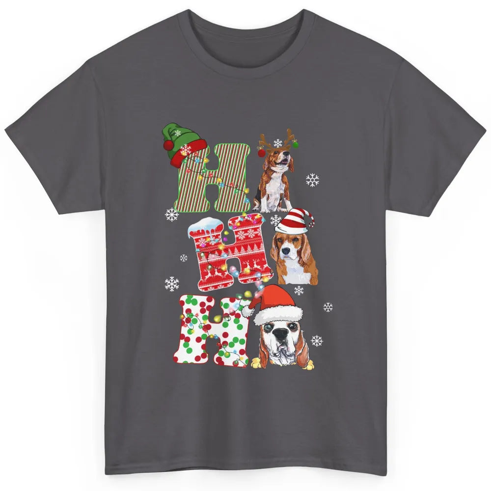 Funny Beagle Christmas Light Santa Beagle Reindeer Snowflake Classic Unisex T-Shirt