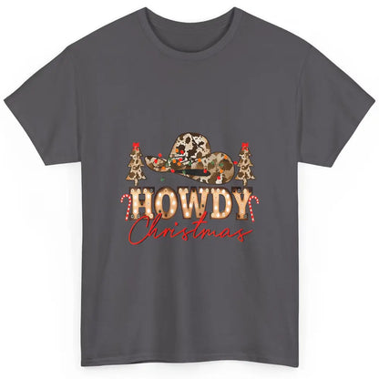 Merry Christmas Howdy Xmas Pine Trees Leopard Cowboy Hat Classic Unisex T-Shirt