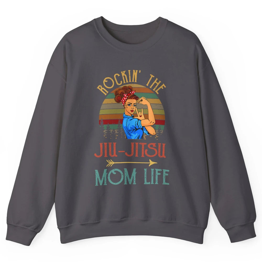 Vintage Messy Bun Jiu Jitsu Mom Life Taekwondo Martial Art Unisex Crewneck Sweatshirt