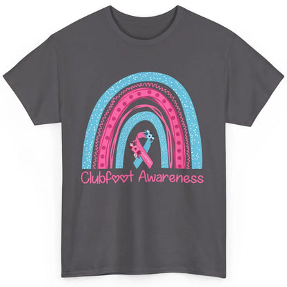 Clubfoot Awareness Support Pink Blue Ribbon Rainbow Clubfoot Classic Unisex T-Shirt