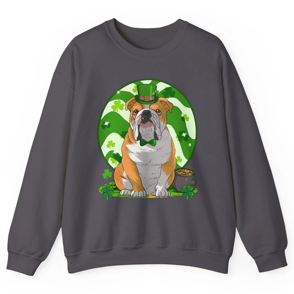 St Patrick's Day English Bulldog Lucky Charm Shamrock Irish Unisex Crewneck Sweatshirt