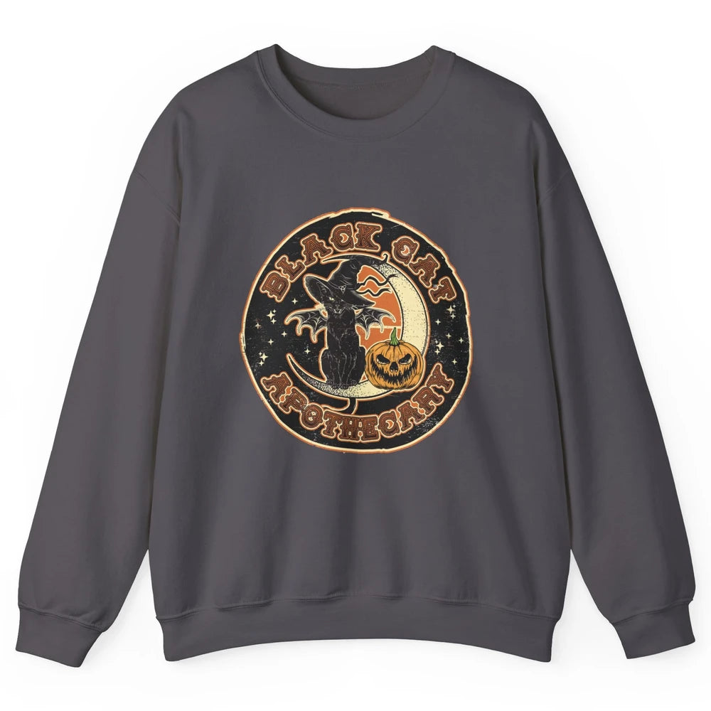 Black Cat Apothecary Cat Witch Pumpkin Halloween Costume Unisex Crewneck Sweatshirt