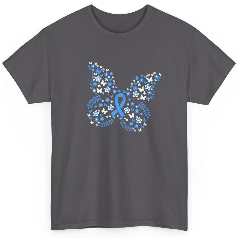 Cool Butterfly Warrior Blue Ribbon Prostate Cancer Awareness Classic Unisex T-Shirt