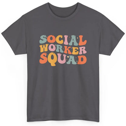 Social Worker Squad Groovy Retro Vintage Rainbow Social Work Classic Unisex T-Shirt