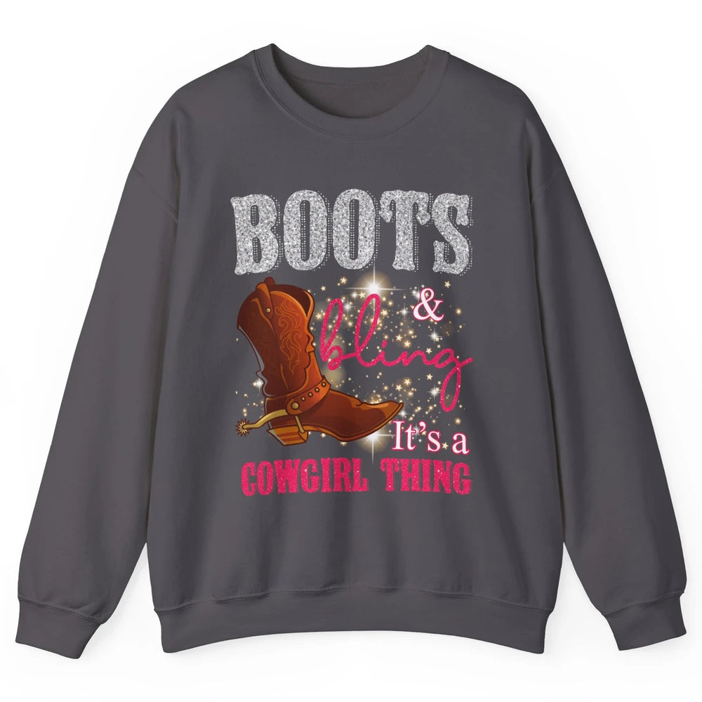 Western Country Cowgirl Thing Boots Bling Women Rodeo Cowboy Unisex Crewneck Sweatshirt