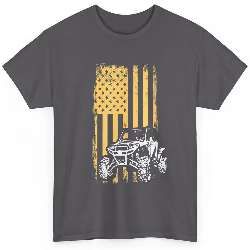 Retro UTV American Flag 4 Wheel Mud Riding SXS Life Offroad Classic Unisex T-Shirt