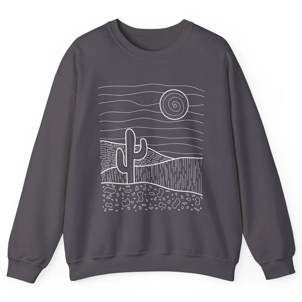 Abstract Desert Cactus Sunset Western Country Minimalist Unisex Crewneck Sweatshirt