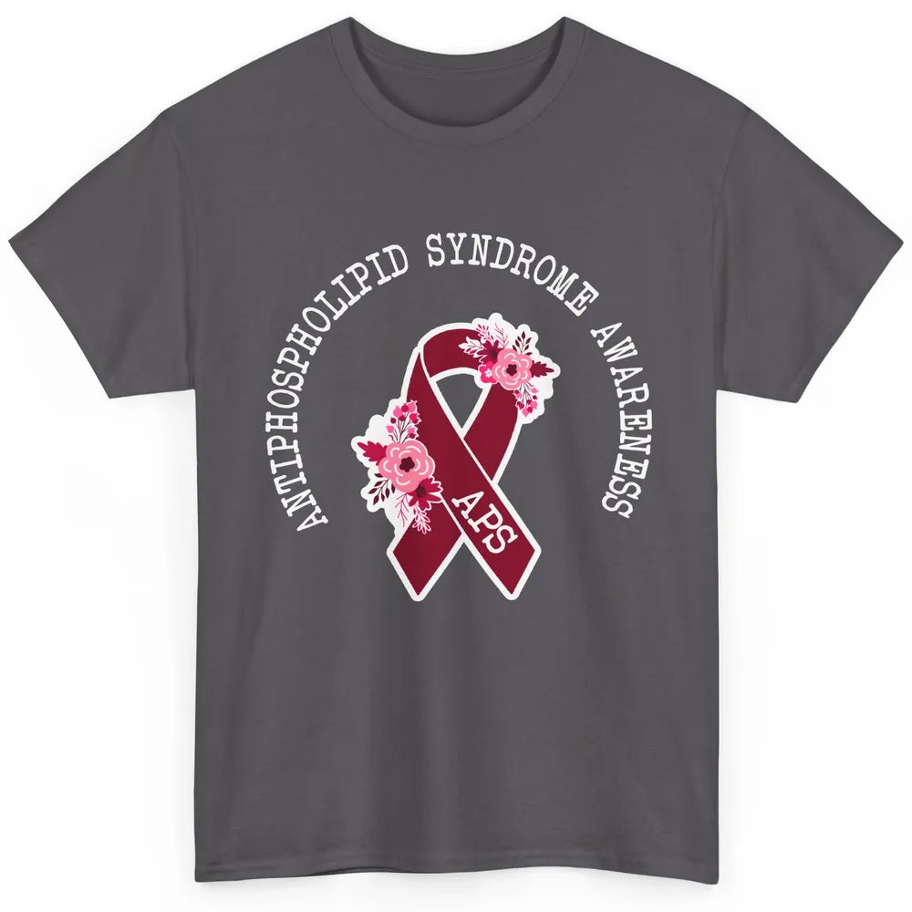 Antiphospholipid Syndrome Awareness APS Burgundy Ribbon Classic Unisex T-Shirt