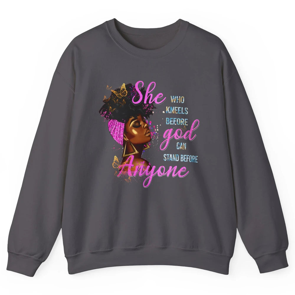 Black Girl She Who Kneels Before God Christian Afro Women Unisex Crewneck Sweatshirt