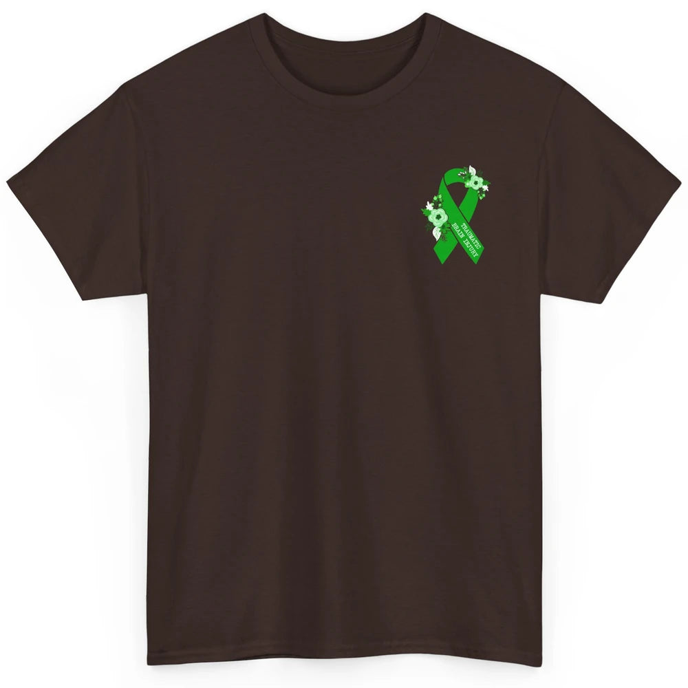 Traumatic Brain Injury Awareness Floral Green Ribbon TBI Classic Unisex T-Shirt