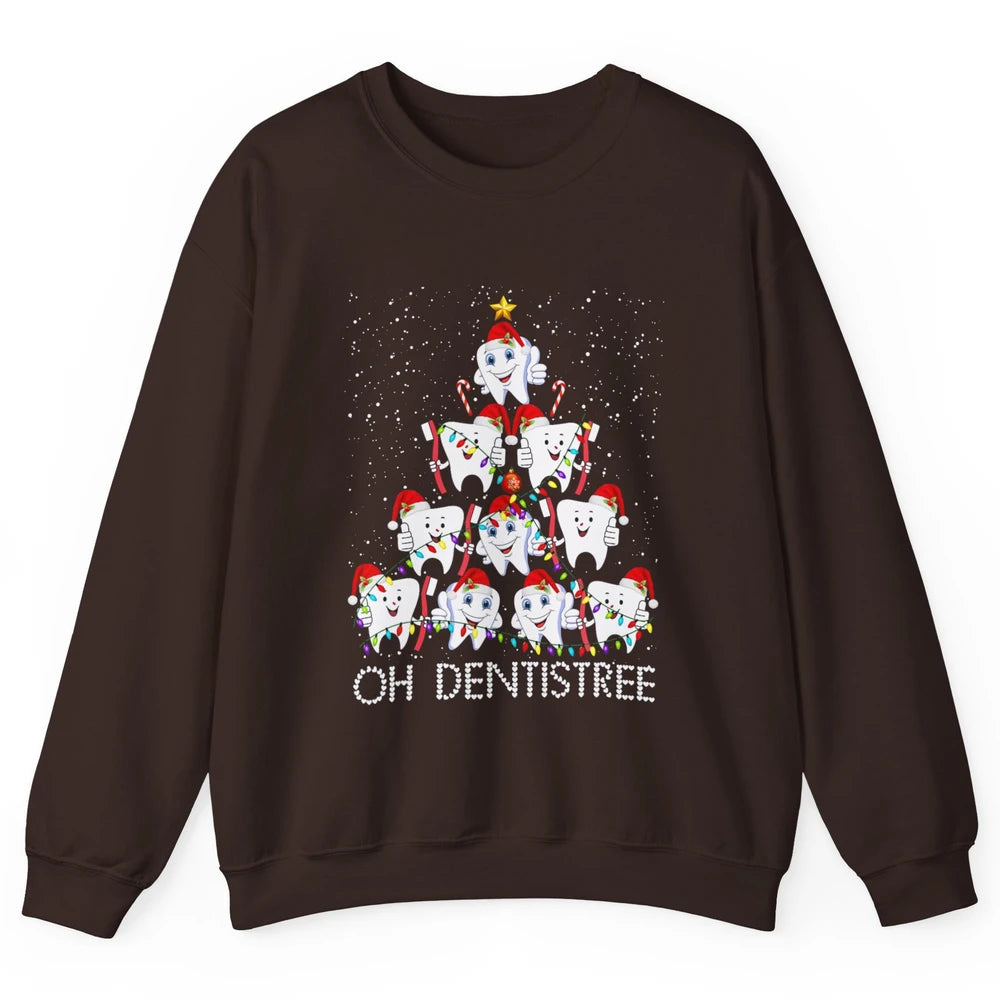 Merry Christmas Dentistree Xmas Tree Lights Dentist Teeth Unisex Crewneck Sweatshirt