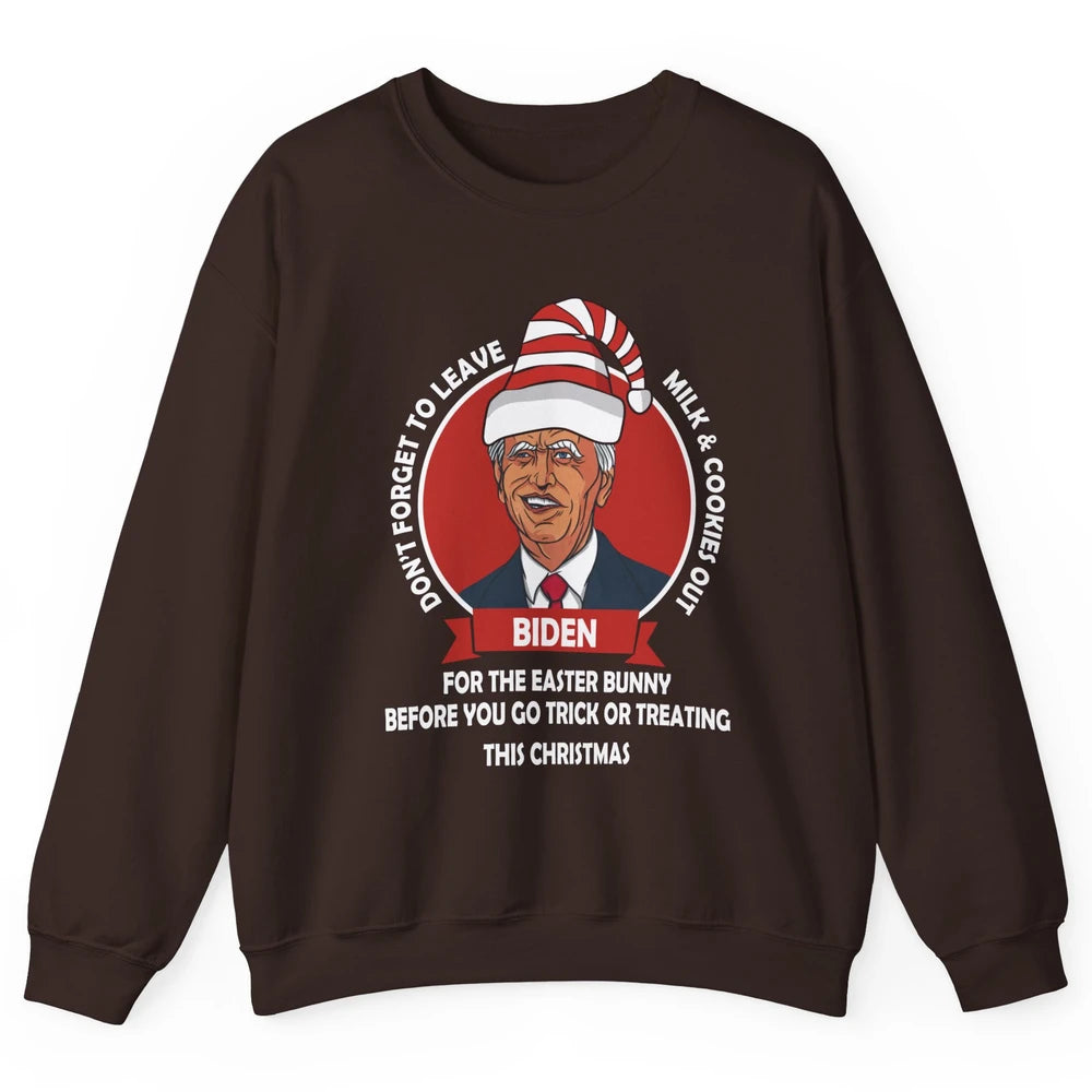 Funny Joe Biden Leave Milk Cookies For Halloween Anti Biden Unisex Crewneck Sweatshirt