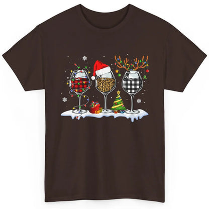 Merry Christmas Funny Red Wine Glass Santa Hat Reindeer Xmas Classic Unisex T-Shirt