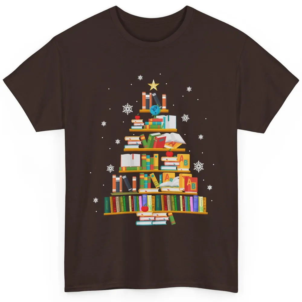 Funny Book Christmas Tree Book Reading Lovers Chritmas Gift Classic Unisex T-Shirt