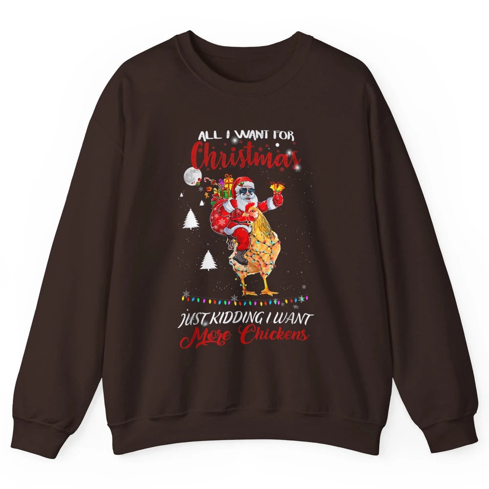 Merry Christmas Funny Santa Claus Riding Chicken Xmas Vibes Unisex Crewneck Sweatshirt