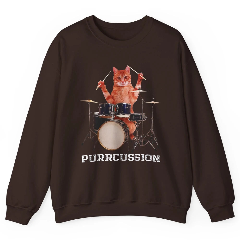 Cat Drummer Purrcussion I Destroy Silence Percussionist Drum Unisex Crewneck Sweatshirt