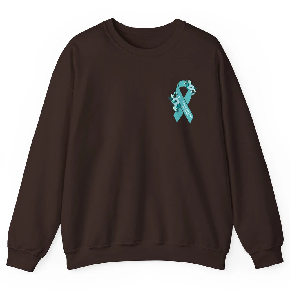 22q11.2 Deletion Syndrome Awareness Floral Teal Rainbow Unisex Crewneck Sweatshirt