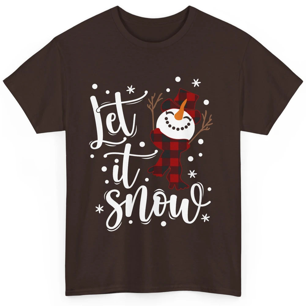 Funny Snowman Let It Snow Snowflakes Merry Christmas Classic Unisex T-Shirt