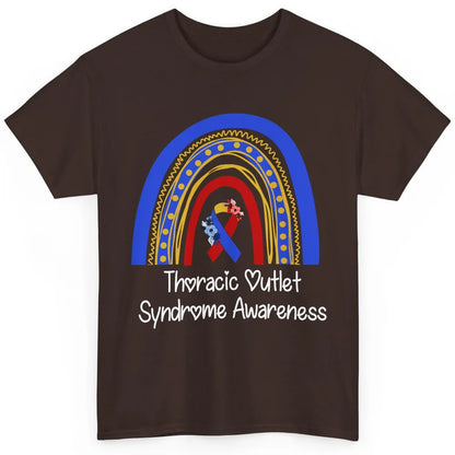 Thoracic Outlet Syndrome Awareness Floral Blue Red Rainbow Classic Unisex T-Shirt