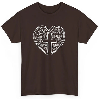 Christian Bible Verse Jesus Heart Love Cross Minimalist God Classic Unisex T-Shirt