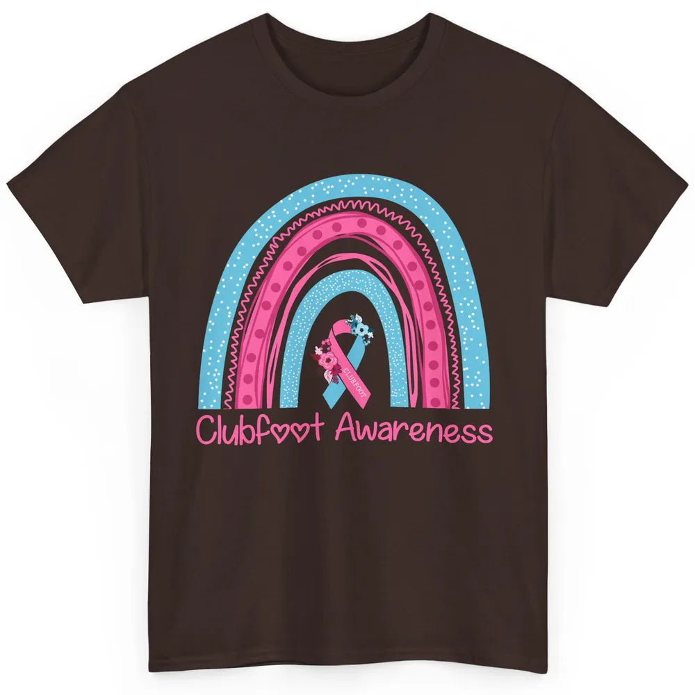 Clubfoot Awareness Support Pink Blue Ribbon Rainbow Clubfoot Classic Unisex T-Shirt