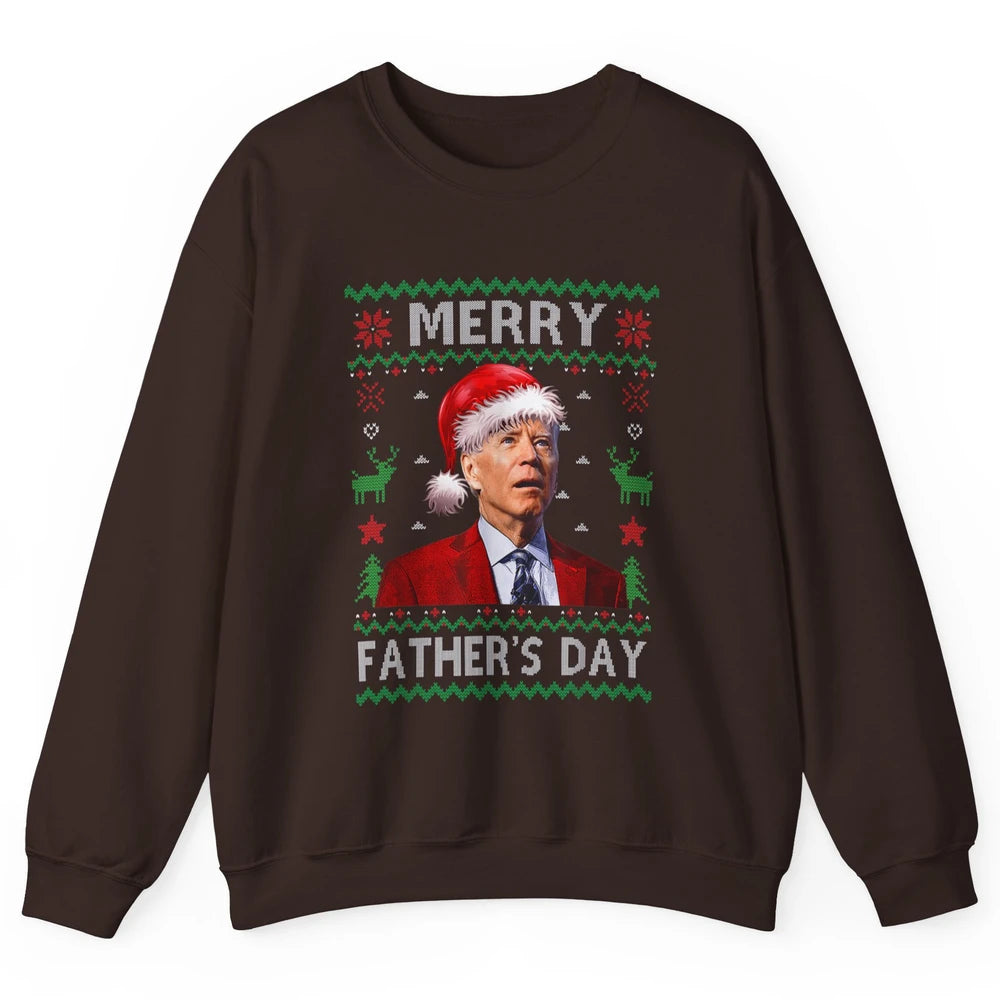 Funny Santa Hat Joe Biden Confused Ugly Christmas President Unisex Crewneck Sweatshirt