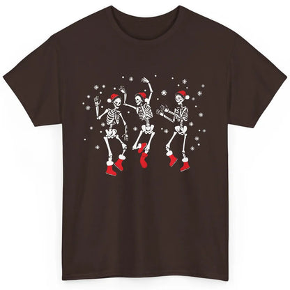 Funny Skeleton Christmas Dancing Snowflakes Santa Skeleton Classic Unisex T-Shirt