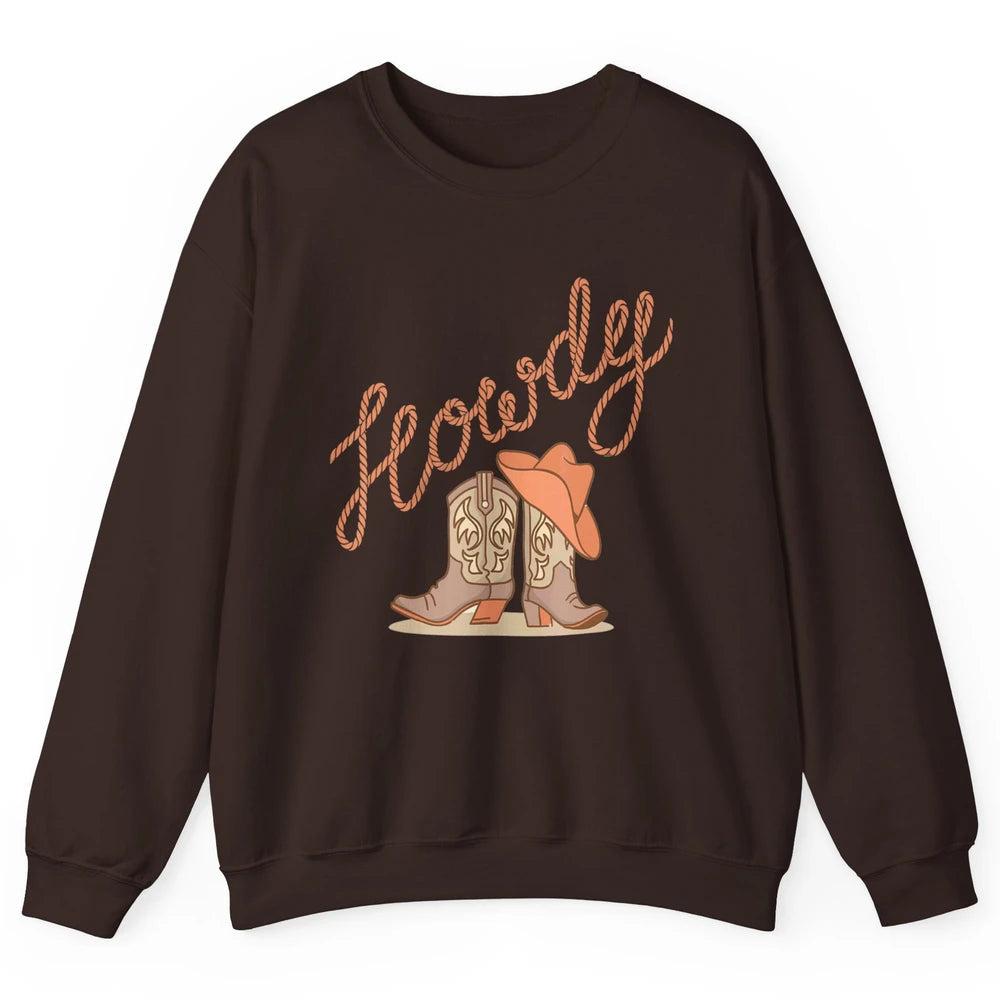 Vintage Cowboy Boots Howdy Rodeo Cowgirl Western Country Unisex Crewneck Sweatshirt