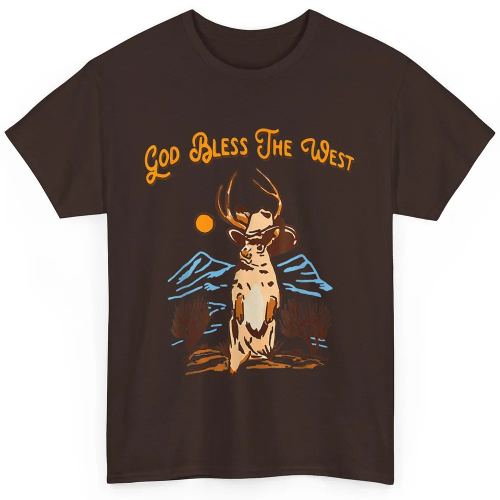 Western Country God Bless Vintage Cowboy Deer Music Desert Classic Unisex T-Shirt