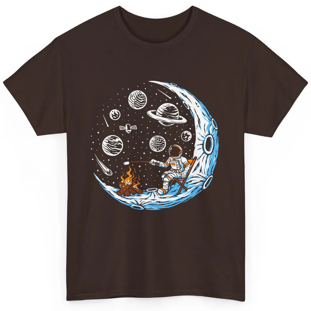 Funny Astronaut On The Moon Camping Campfire Space Lovers Classic Unisex T-Shirt