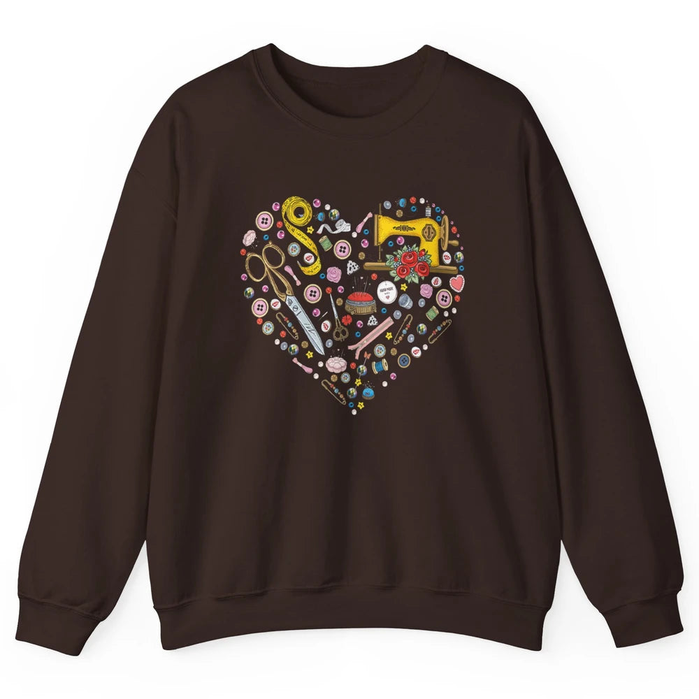 Soft Fabric Heart Love Tool Yarn Quilting Quilter Sew Sewing Unisex Crewneck Sweatshirt