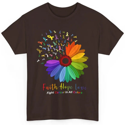 Faith Hope Love Fight Cancer Awareness Sunflower Ribbon Classic Unisex T-Shirt