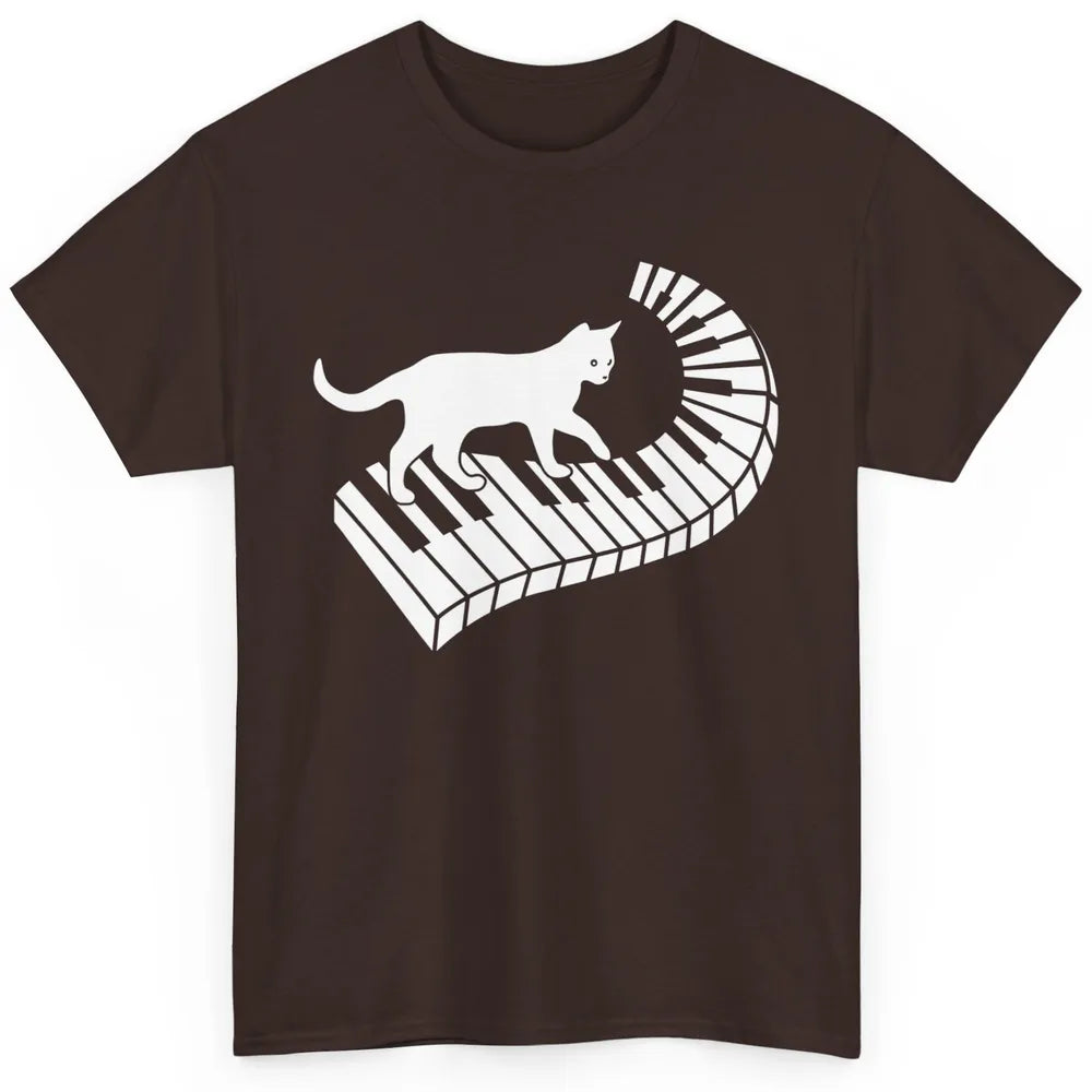 Funny Cat Playing Piano Player Musician Keyboard Retro Music Classic Unisex T-Shirt