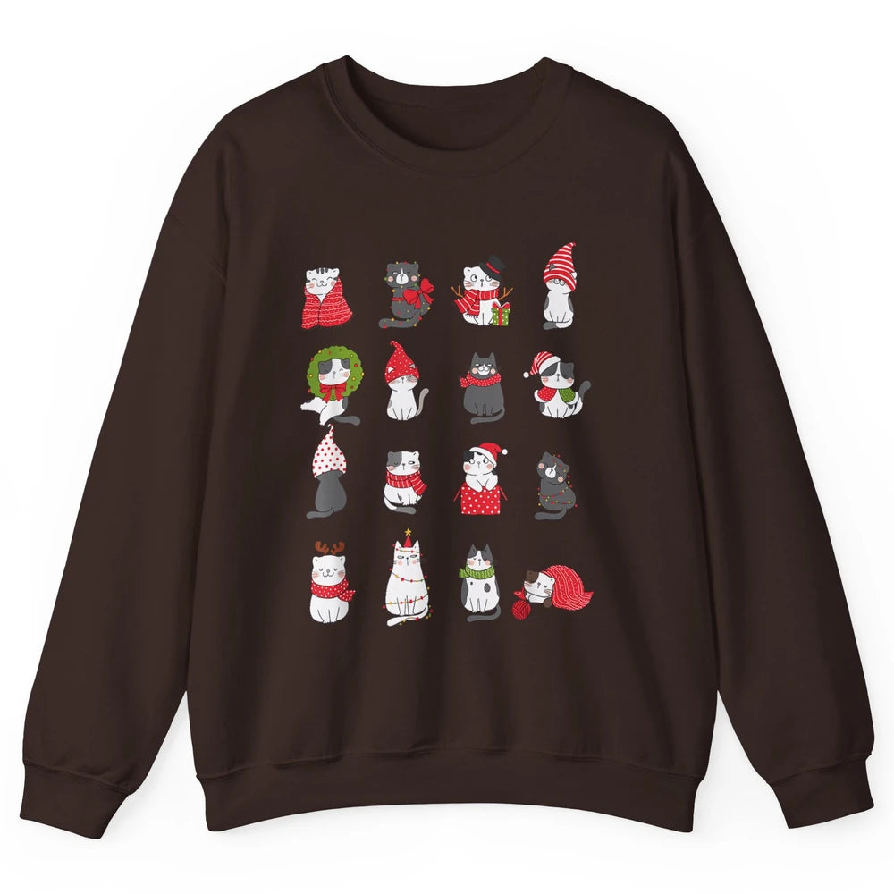 Merry Christmas Meowy Cat Cute Santa Hat Kitten Xmas Kawaii Unisex Crewneck Sweatshirt