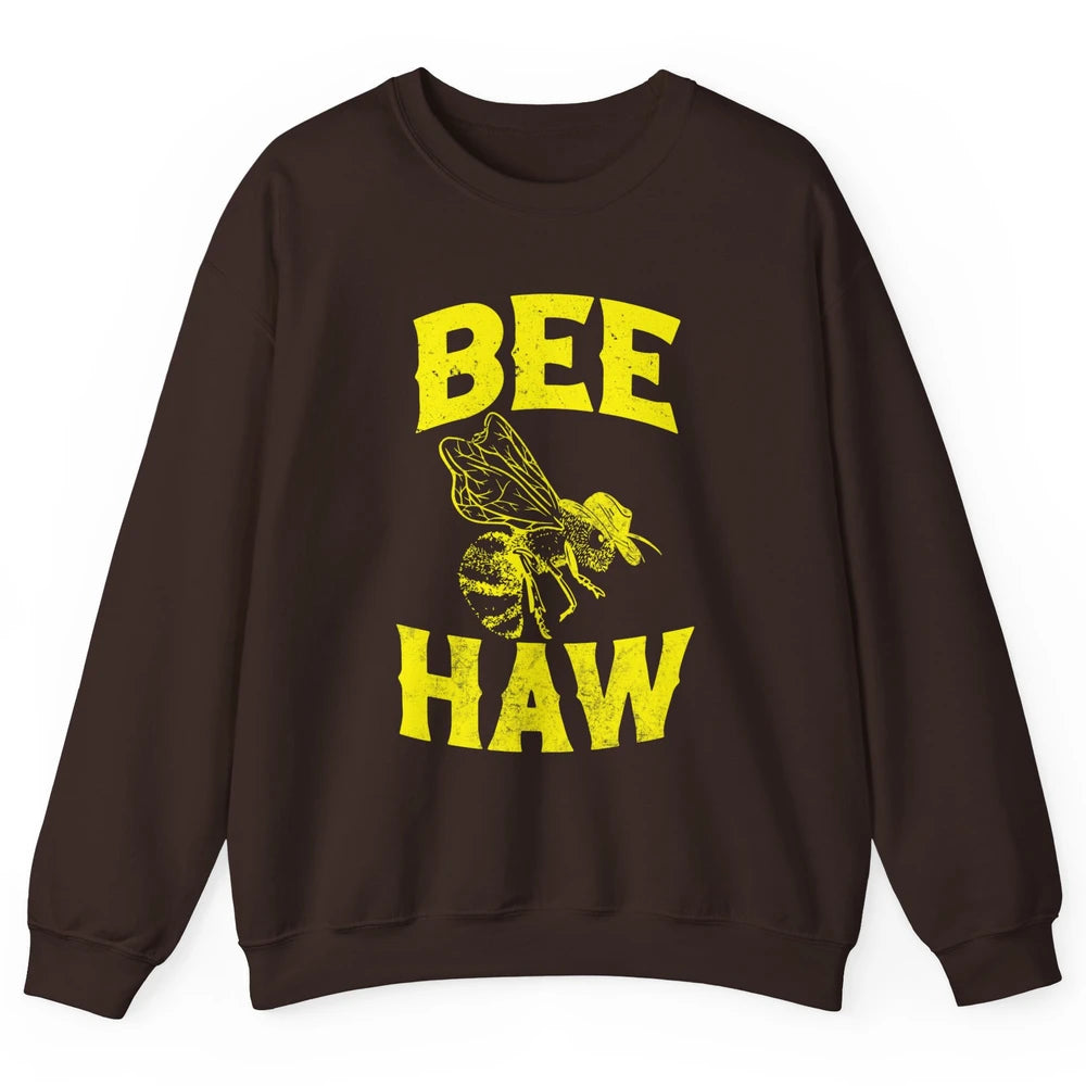 Western Country Bee Haw Retro Cowboy Hat Rodeo Howdy Vintage Unisex Crewneck Sweatshirt