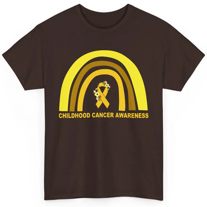 Childhood Cancer Awareness Support Rainbow Gold Ribbon Gift Classic Unisex T-Shirt